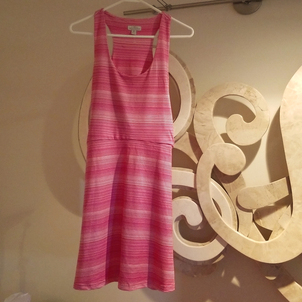 Medium Tehama Pink Striped Outdoor Sun-and-Fun Dress